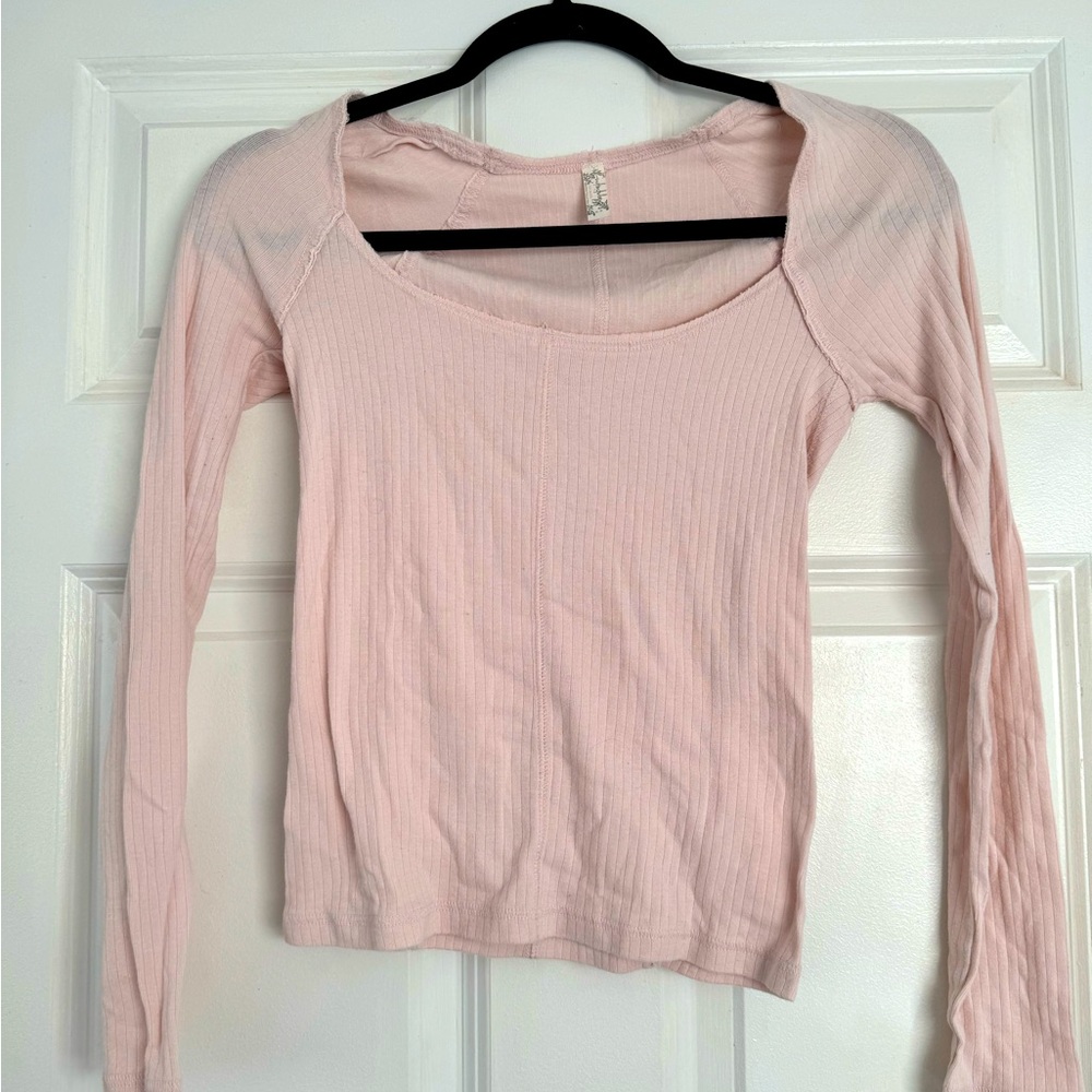 Baby pink free people long sleeve top